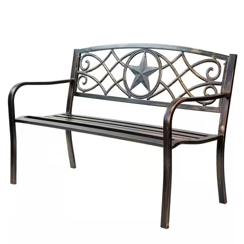 Powder Coated Steel 4-Ft. Outdoor Patio Garden Bench In Bronze Metal Finish