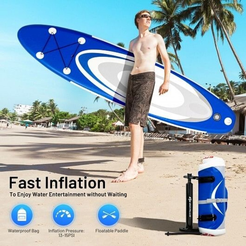 10 Feet Inflatable Stand Up Paddle Surfboard With Bag - Size: s