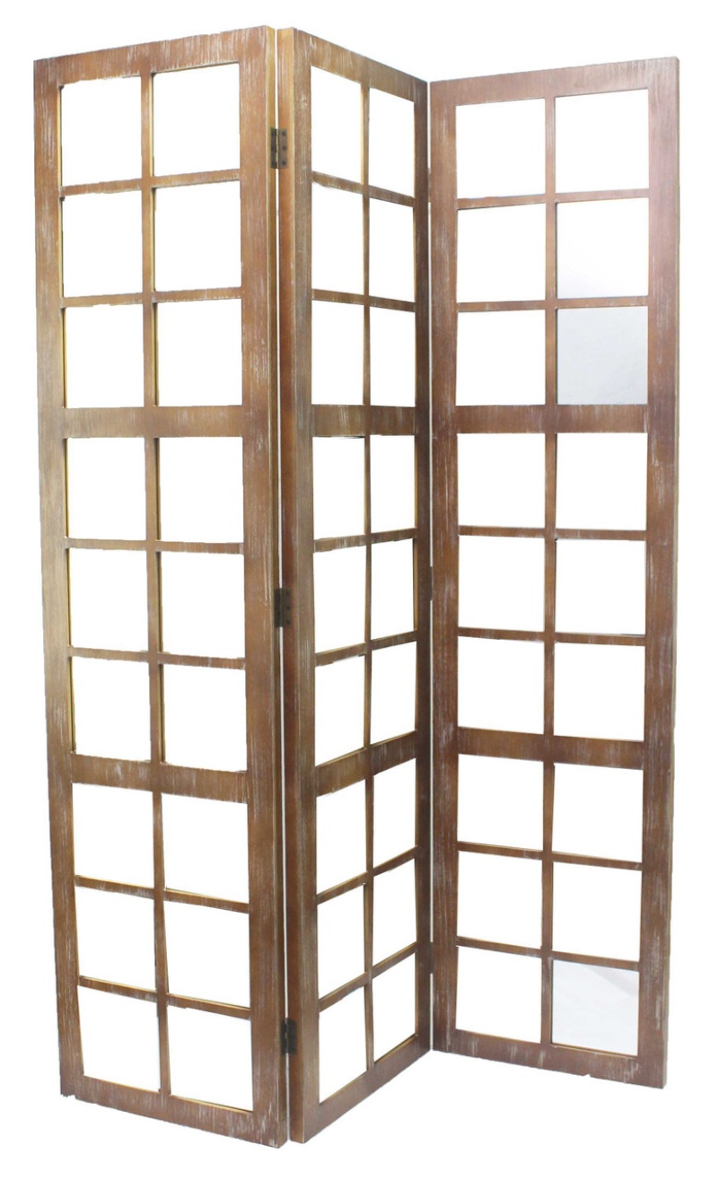 63 X 84 Brown Wood Mirror Screen