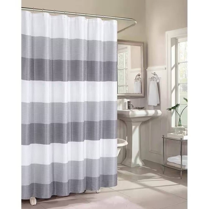 72-Inch Grey White Striped Shower Curtain