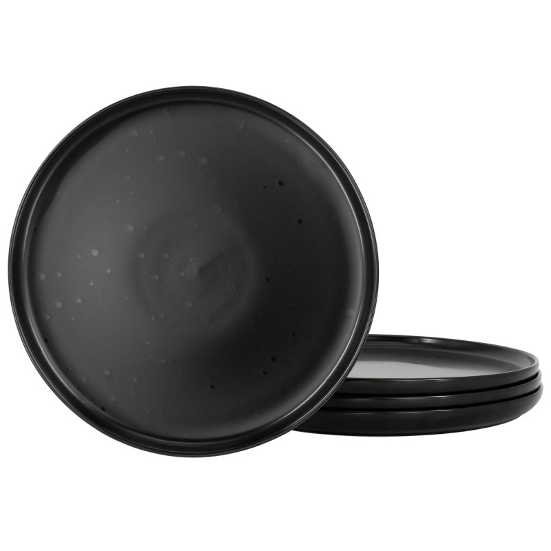 Our Table Landon 4 Piece 8.4 Inch Round Stoneware Salad Plate Set In Pepper