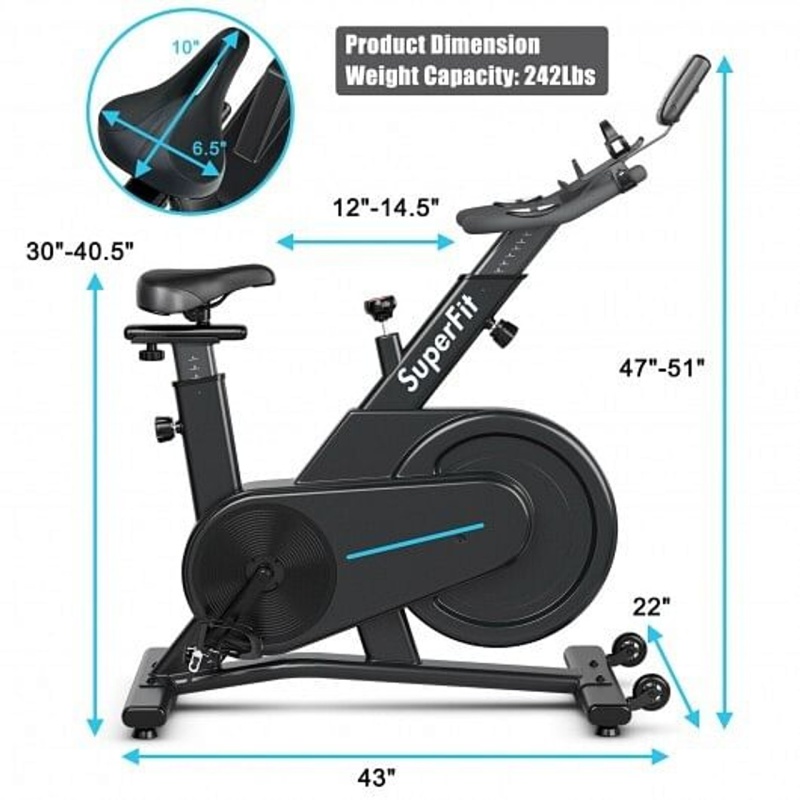 Magnetic Exercise Bike With Adjustable Seat And Handle - Color: Black