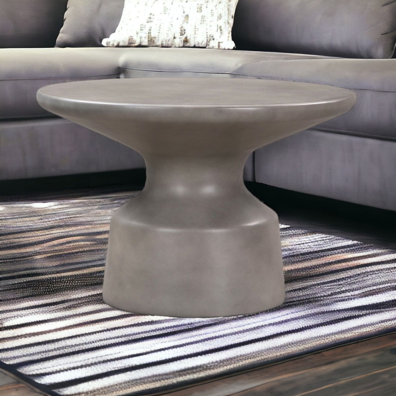 24" Gray Concrete Round Coffee Table