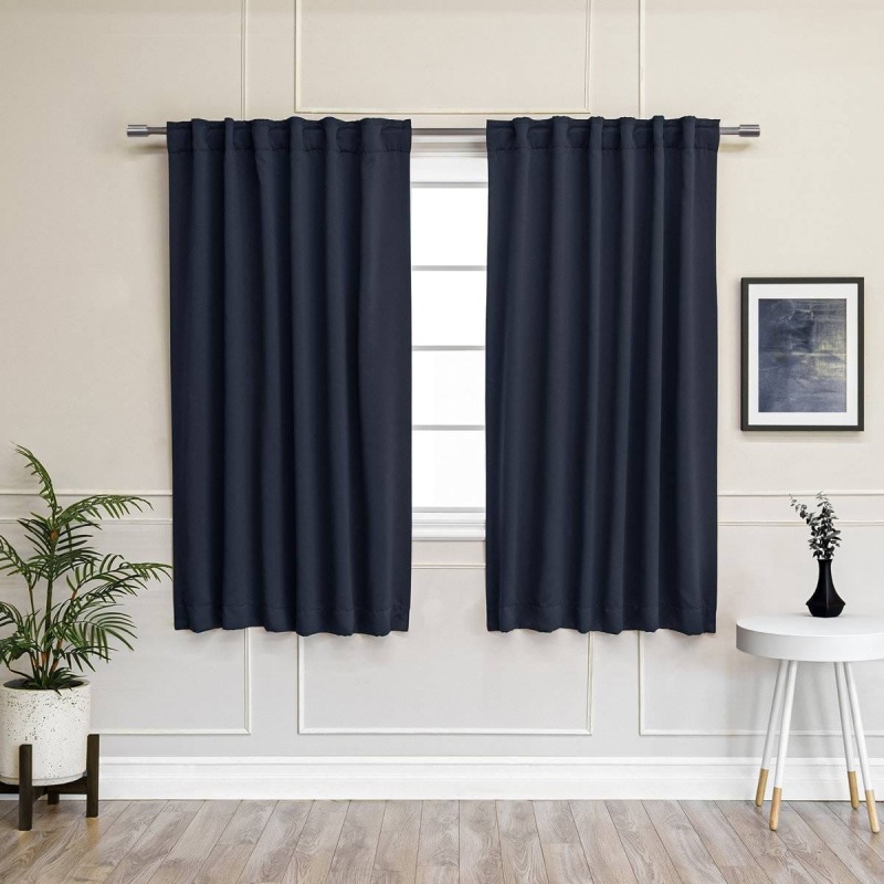 52 x 63 Inch Solid Navy Blue Thermal Blackout Curtain Panels - Set of 2