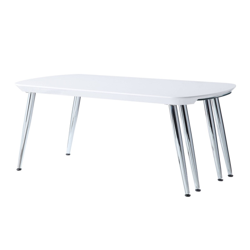 47" White Clear and Silver Extendable Coffee Table