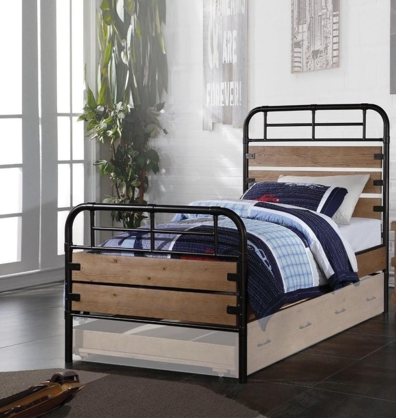Brown And Black Solid Wood Twin Bed Frame