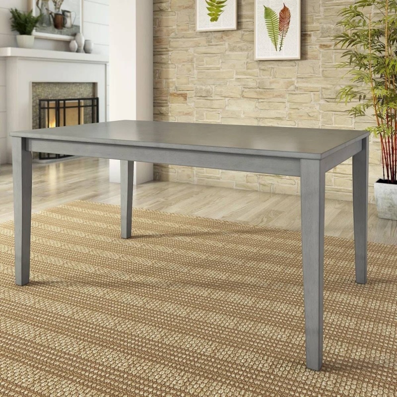 Rectangular 36 X 60 Inch Farmhouse Dining Table In Antique Grey Wood Finish