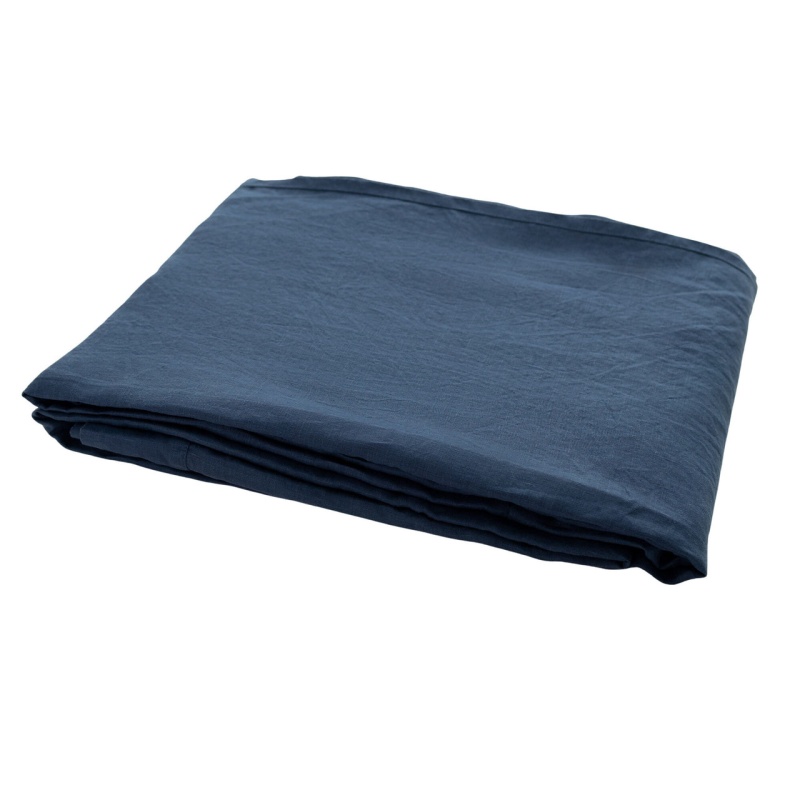 Navy Blue Linen King Fitted Sheet