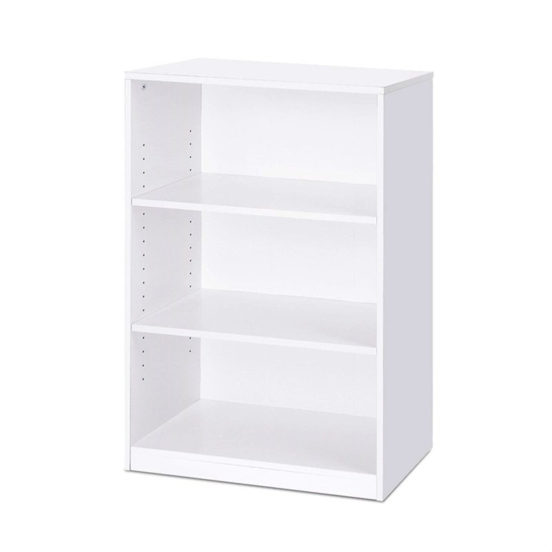 Modern 3-Shelf Bookcase In White Wood Finish