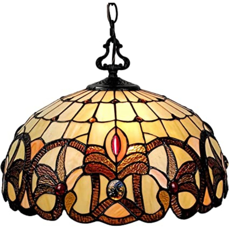 16" Tiffany Style Stained Glass Two Light Ceiling Light