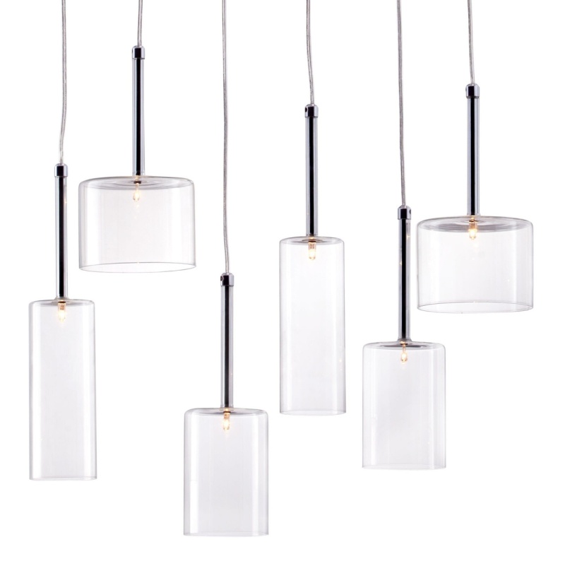 Silver Kitchen Island Six Light Metal Led Ceiling Light With Shades