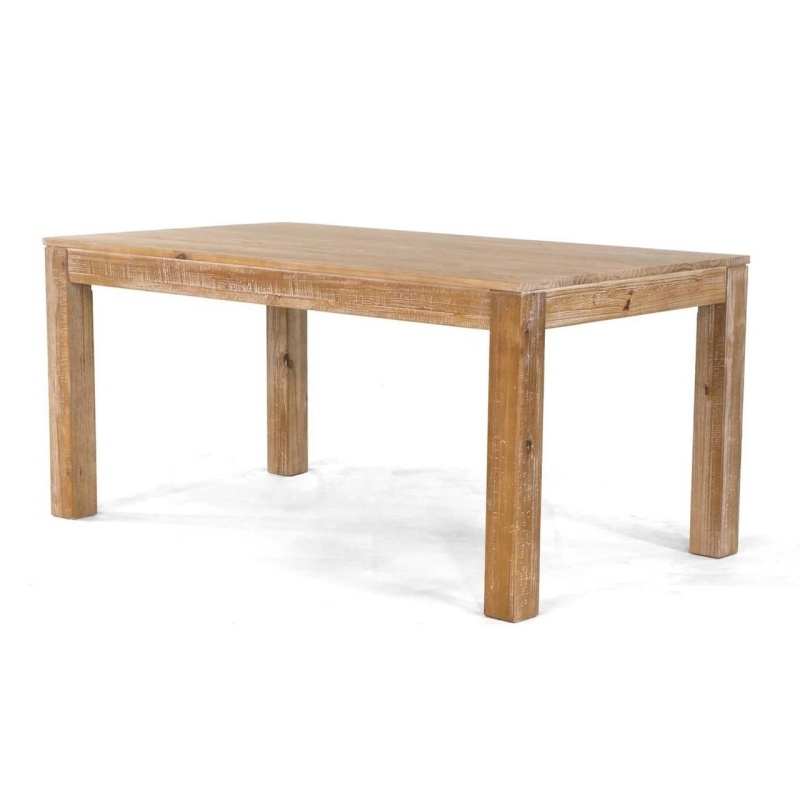 Modern Farmhouse 63-Inch Solid Wood Dining Table In Rustic Light Brown Finish