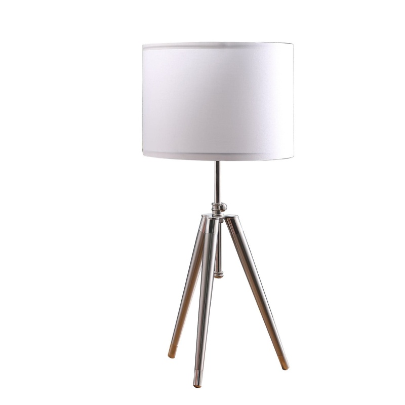 34" Silver Metal Adjustable Tripod Table Lamp