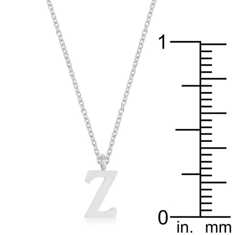 Elaina Rhodium Stainless Steel Z Initial Necklace