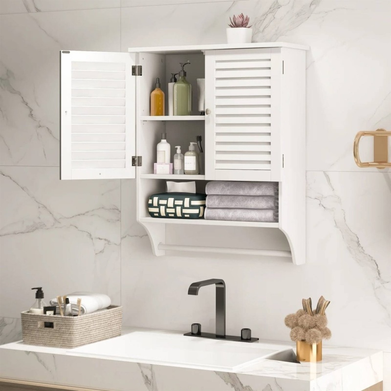 White Wall-Mounted Bathroom Storage Medicine Cabinet