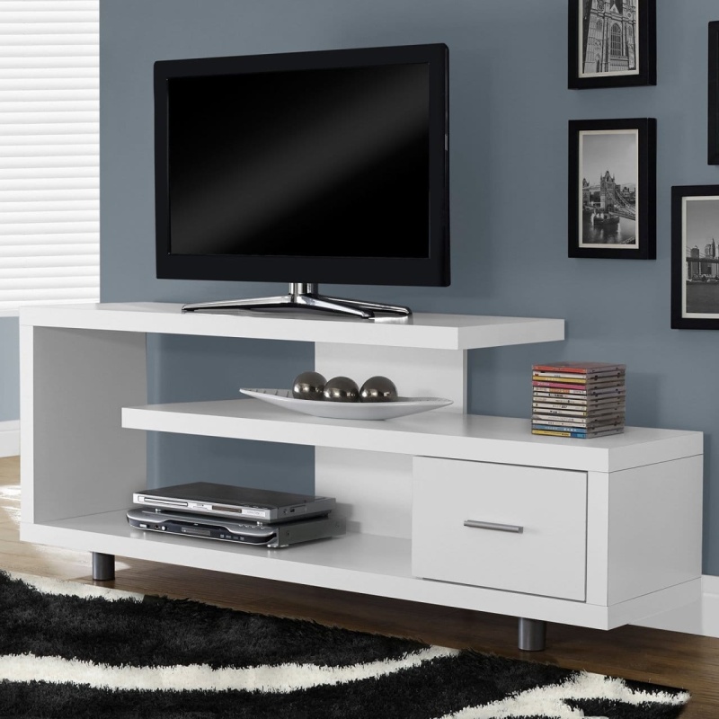 White Modern Tv Stand - Fits Up To 60-Inch Flat Screen Tv