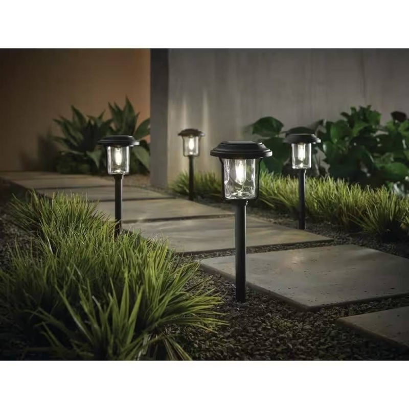 4 Pack Solar LED Outdoor Path Lights in Black