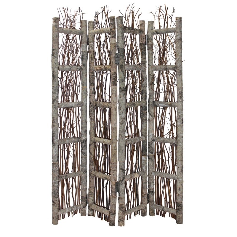 Earthy Birch And Twig Four Panel Room Divider Screen