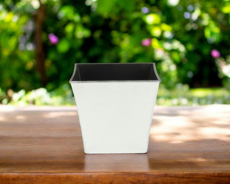 7" Silver Recycled Plastic Indoor Outdoor Square Pot Planter