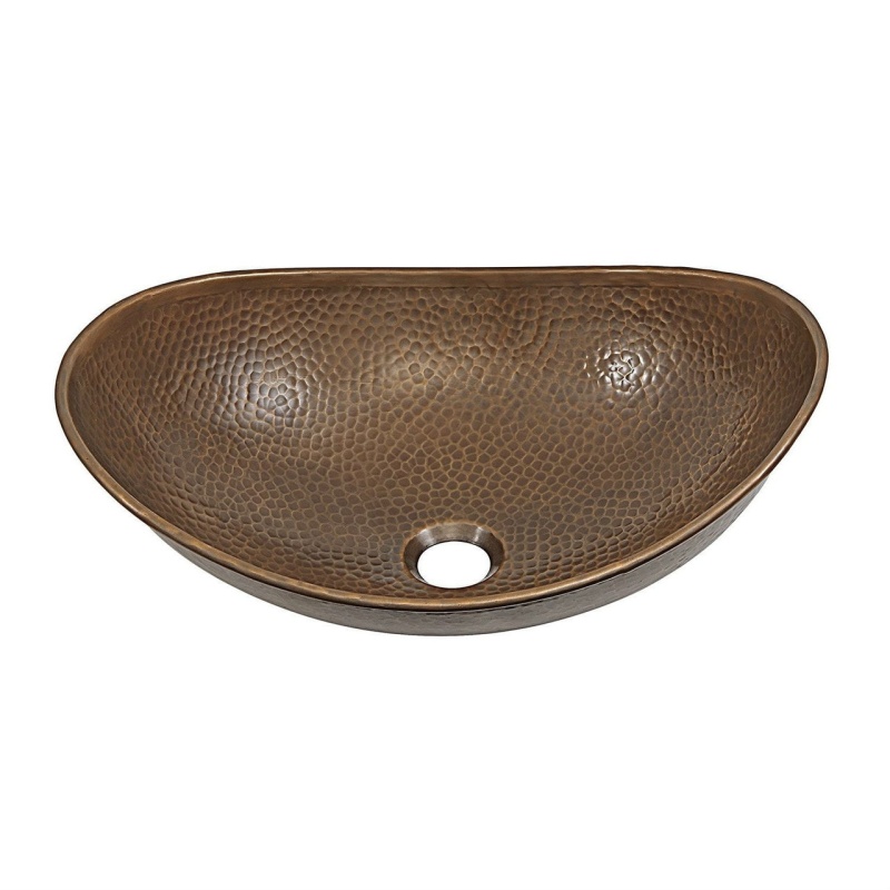Hammered Copper Bath Vessel Sink Oval 19 X 14 Inch