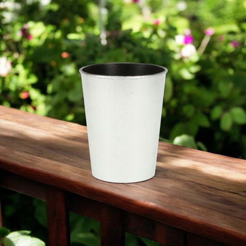 5" Silver Recycled Plastic Indoor Outdoor Round Pot Planter