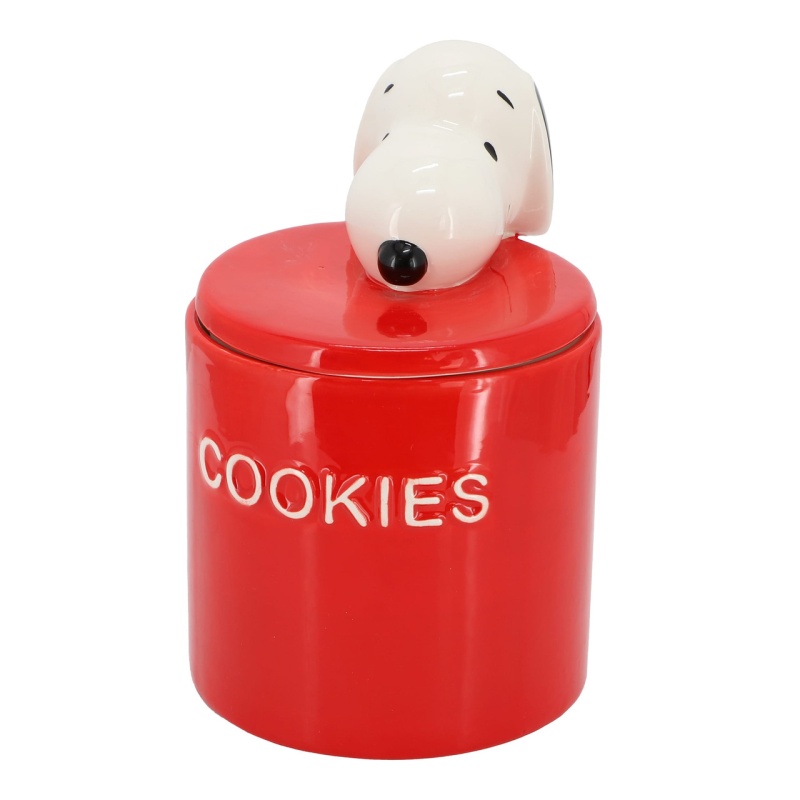 Peanuts Hello Cookies 8.2 Inch Ceramic Snoopy Cookie Jar W/ Lid In Red