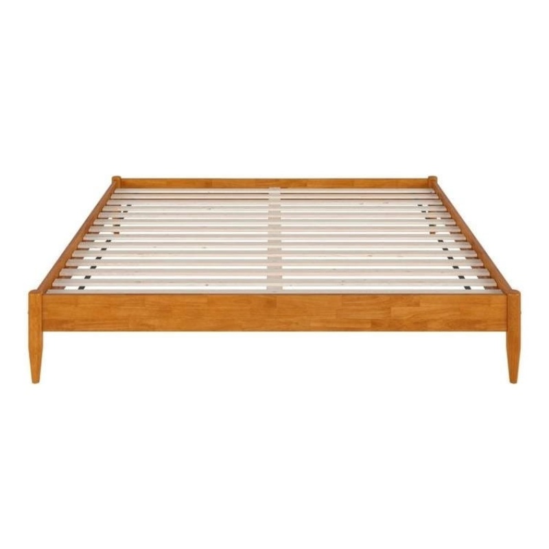 King Size Solid Hardwood Platform Bed Frame In Natural Wood Finish