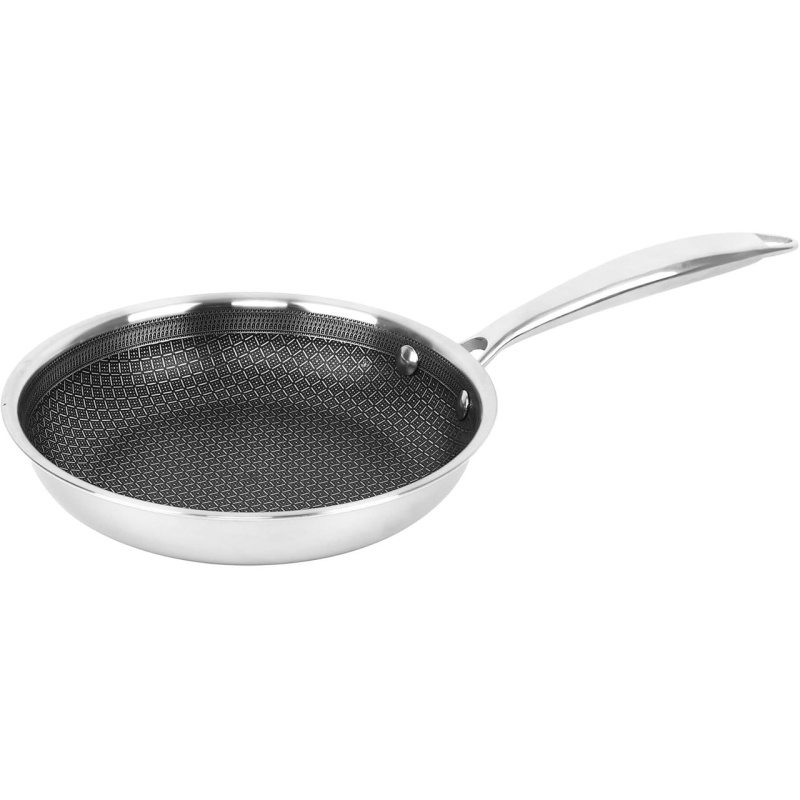 Brentwood 8 Inch 3-Ply Hybrid Non-Stick Stainless Steel Frying Pan