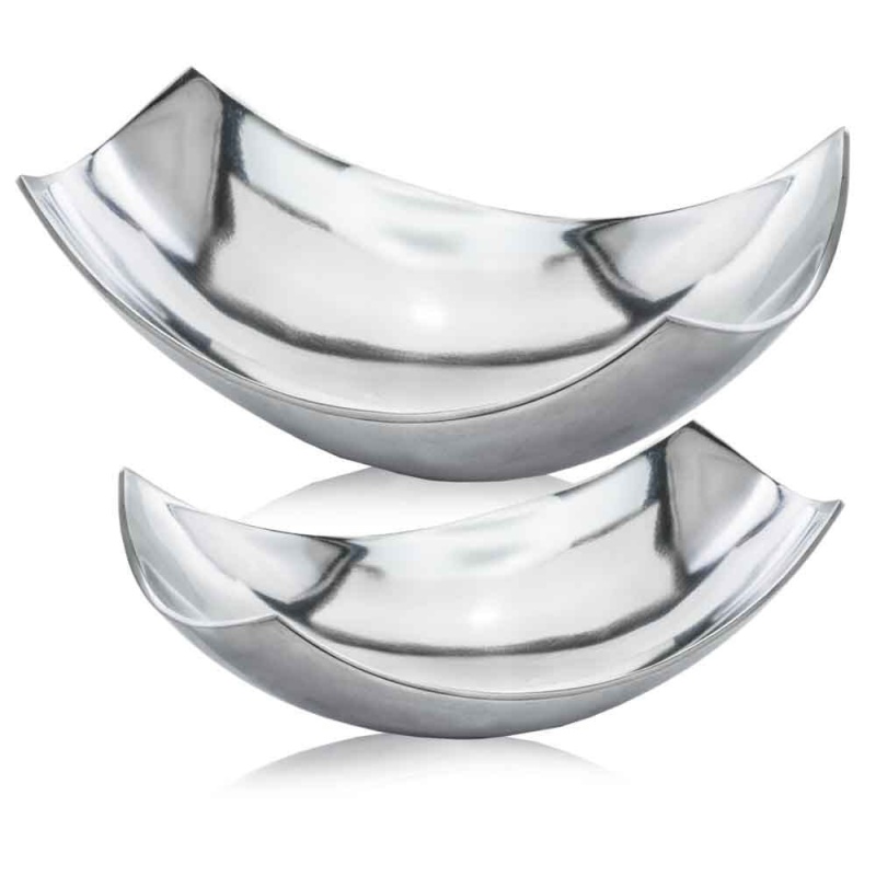 17" Silver Aluminum Scoop Centerpiece Bowl