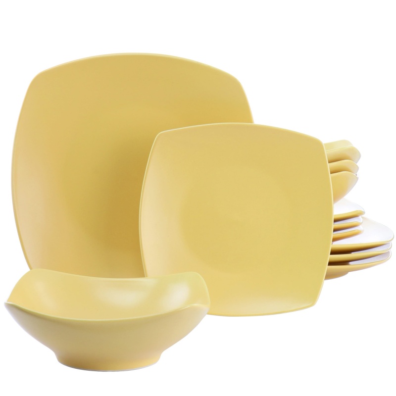 Gibson Home Zen Buffetware 12-Piece Matte Yellow Dinnerware Set