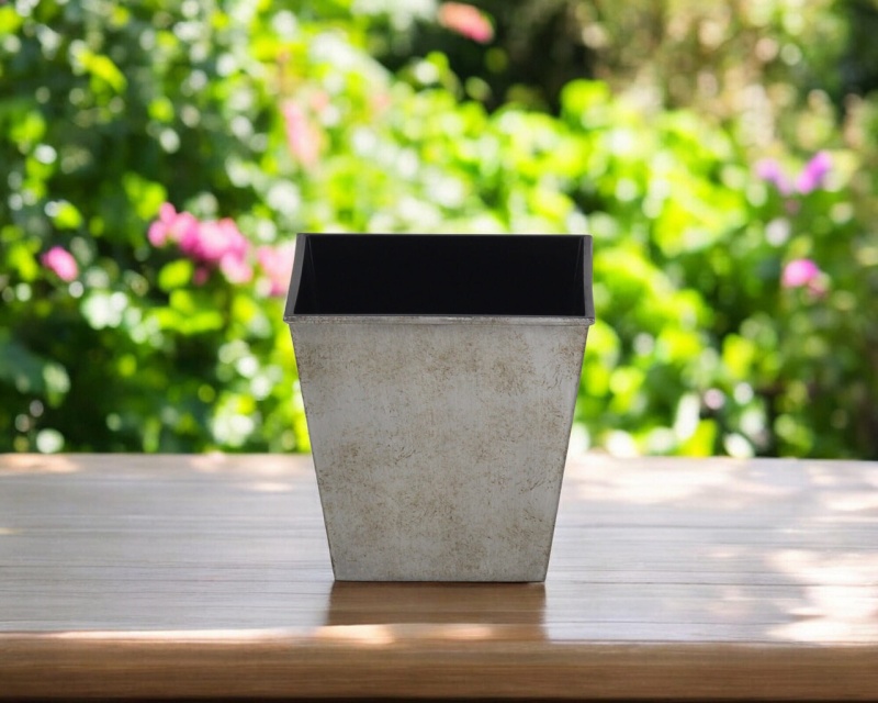 5" Gray Recycled Plastic Indoor Outdoor Square Pot Planter