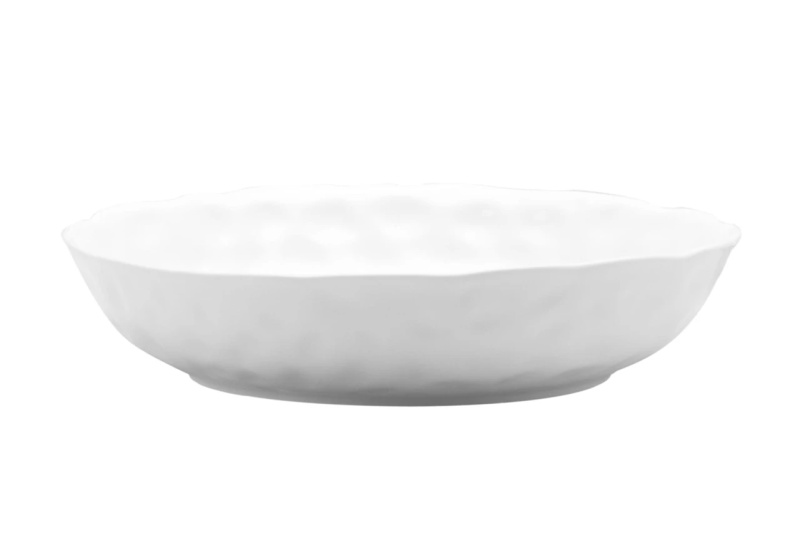 White Six Piece Round Pebbled Porcelain Service For Six Bowl Set