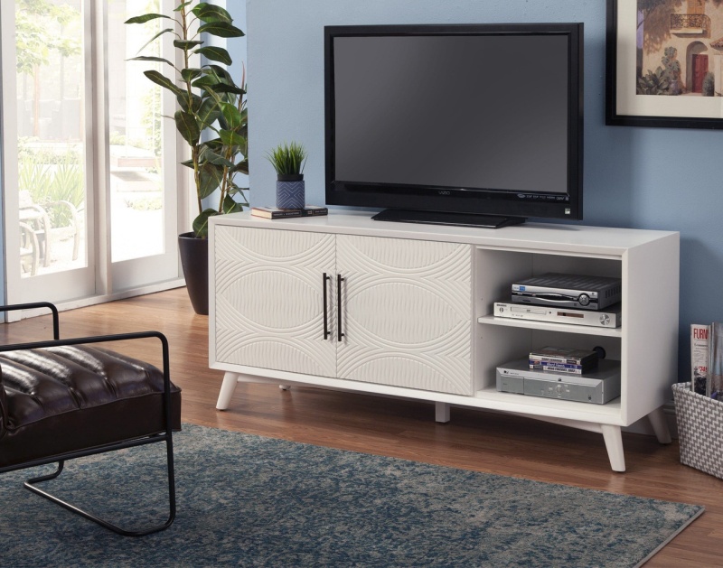 64" White Pine Solid Wood Open Shelving Tv Stand