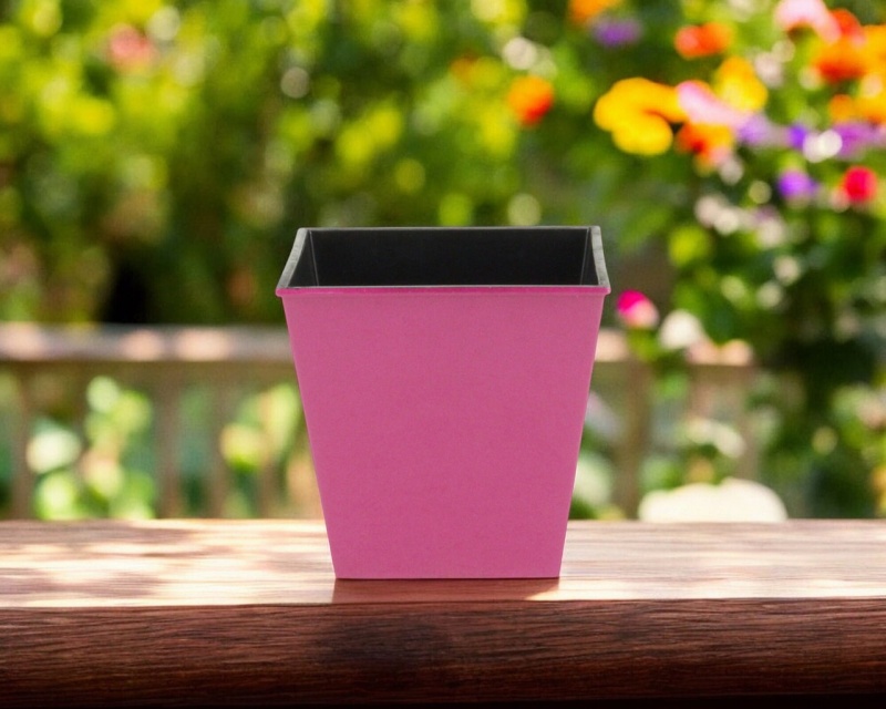 5" Hot Pink Recycled Plastic Square Pot Planter