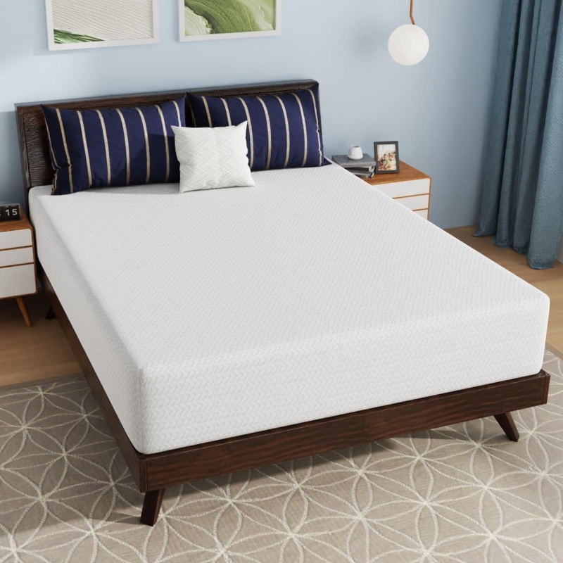 Queen Size 12-Inch Charcoal Infused Memory Foam Mattress With Removable Cover