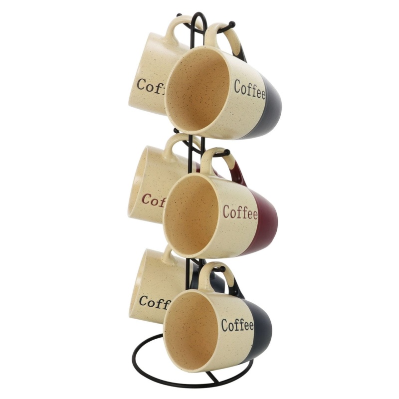 Elama Coffee House 6-Piece 12 Oz. Mug Set With Stand