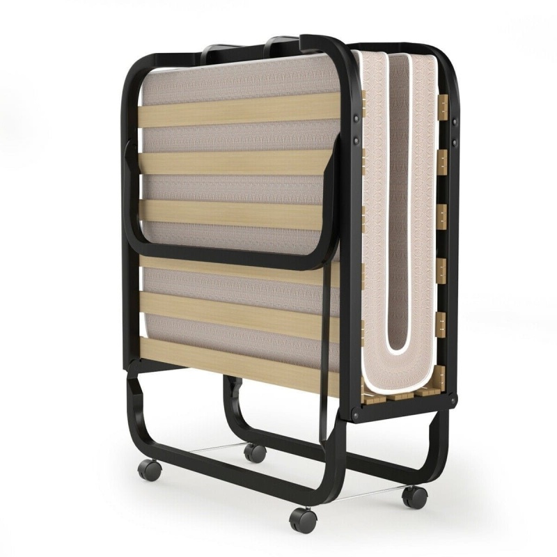 Rollaway Bed With Casters Wheels And Folding Memory Foam Mattress