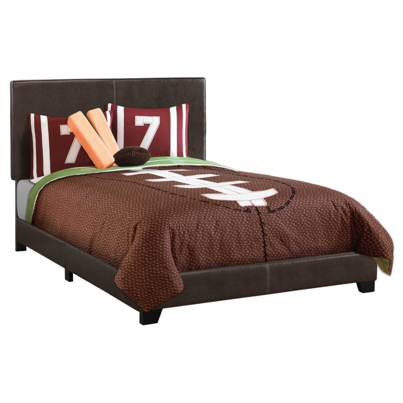 Brown Full Upholstered Faux Leather Bed Frame