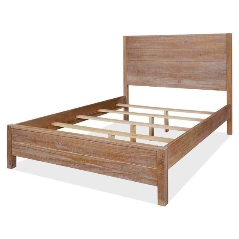 Farmhome Rustic Solid Pine Platform Bed In Queen Size