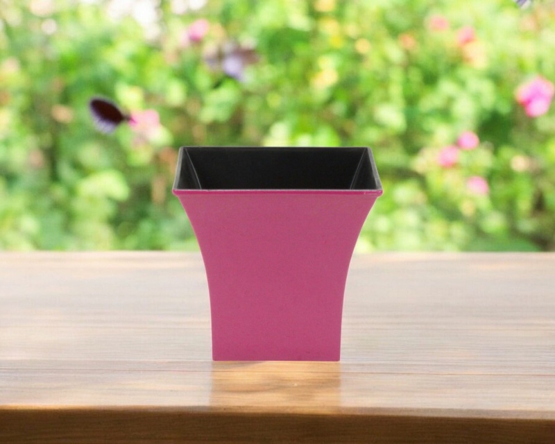 5" Hot Pink Recycled Plastic Square Pot Planter