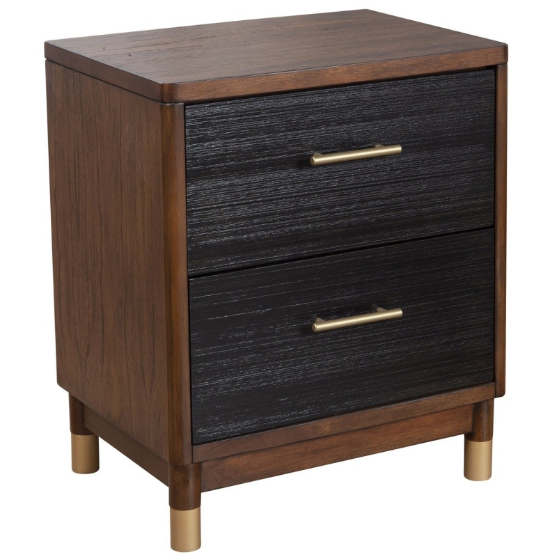 Dark Walnut And Black Mod Drawer Nightstand