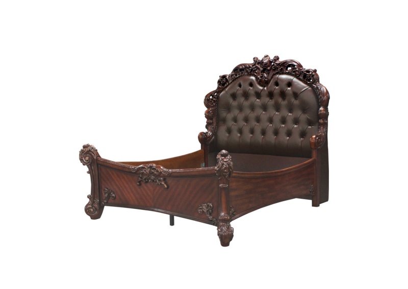 Dark Brown And Cherry Blossom Pink Tufted Upholstered Faux Leather No Bed