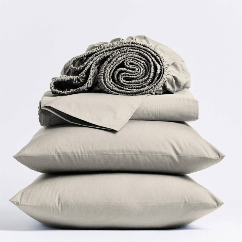 Twin Ivory Beige Off-White Cream Organic Cotton Sheet Set