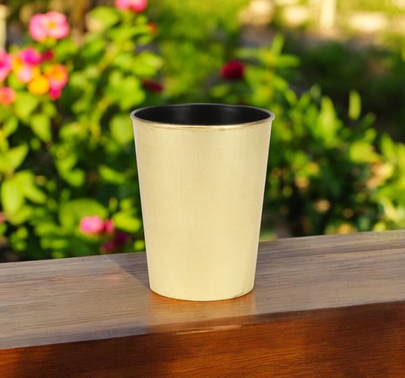 5" Gold Recycled Plastic Round Pot Planter