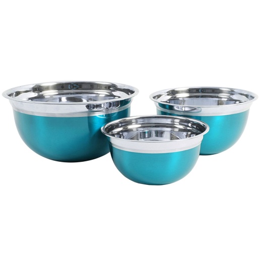 Oster Rosamond 3 Piece Stainless Steel Round Mixing Bowls In Turquoise