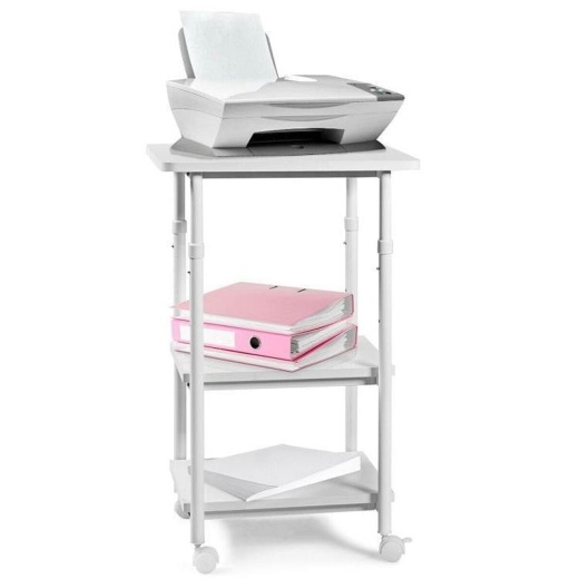 White Multifunction Adjustable Height 3-Tier Printer Stand On Wheels