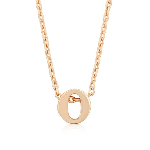 Rose Gold Finish Initial O Pendant Necklace