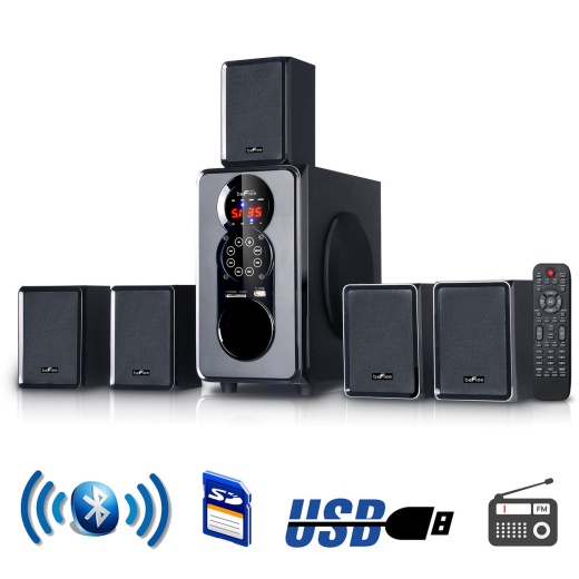 beFree Sound 5.1 Channel Surround Sound Bluetooth Speaker System