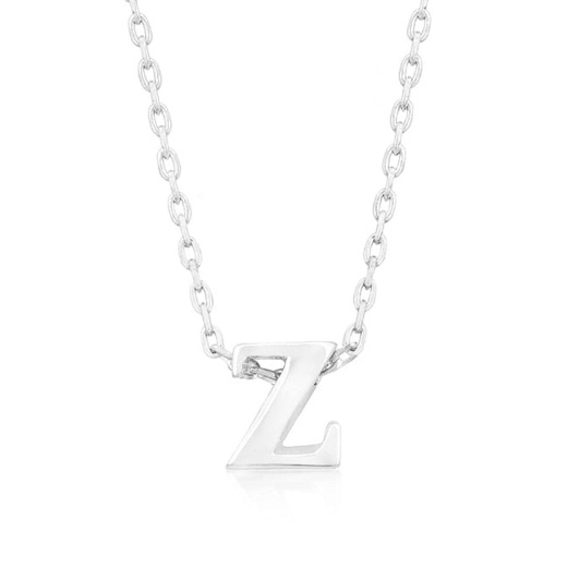 Rhodium Plated Finish Initial Z Pendant Necklace