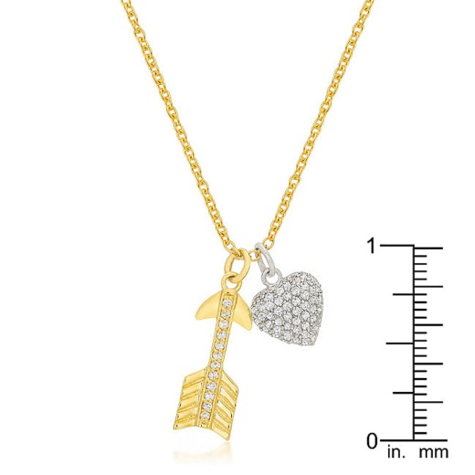 Pave Heart And Arrow Pendant